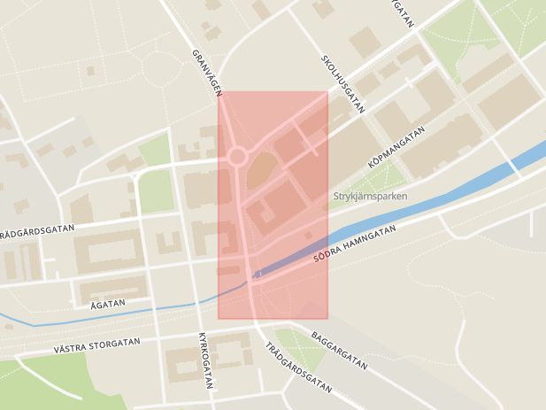 Karta som med röd fyrkant ramar in Apoteksgatan, Söderhamn, Gävleborgs län
