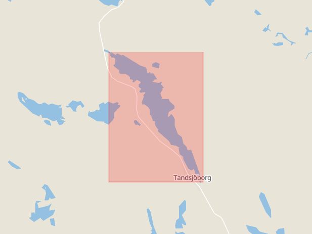 Karta som med röd fyrkant ramar in Tandsjön, Ljusdal