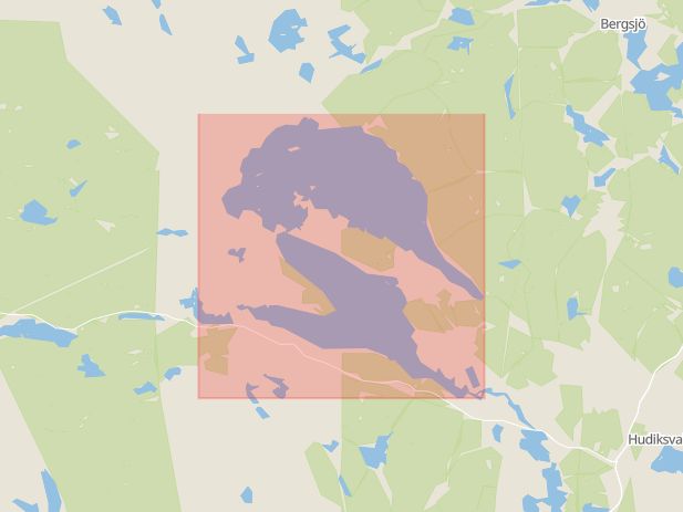 Karta som med röd fyrkant ramar in Sördellen, Hudiksvall, Gävleborgs län