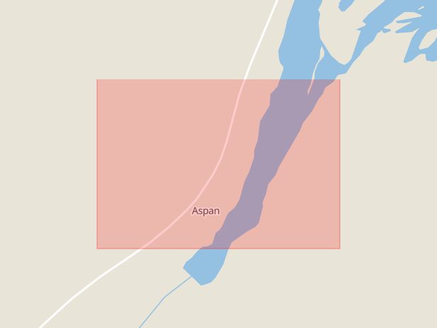 Karta som med röd fyrkant ramar in Aspan, Ytterhogdal, Härjedalen, Jämtlands län