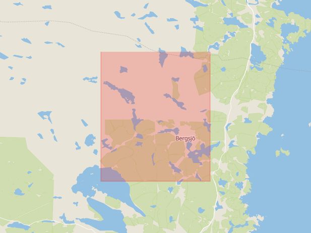 Karta som med röd fyrkant ramar in Lanthandel, Bergsjö, Hudiksvall, Gävleborgs län