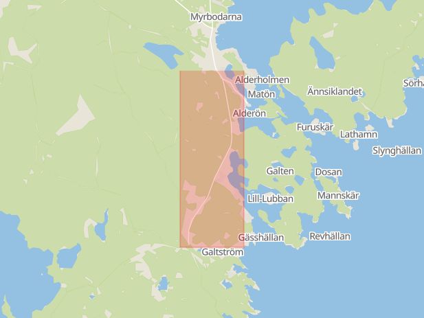 Karta som med röd fyrkant ramar in Västernorrlands Län, Kramfors, Stenstan, Sundsvall, Galtströmsvägen, Njurunda, Västernorrland län, Västernorrlands län