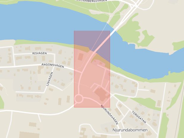 Karta som med röd fyrkant ramar in Njurunda, Sundsvalls Kommun, Högsta, Sundsvall, Västernorrlands län