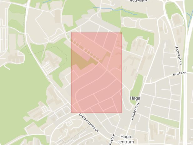 Karta som med röd fyrkant ramar in Strömgatan, Sundsvall, Västernorrlands län