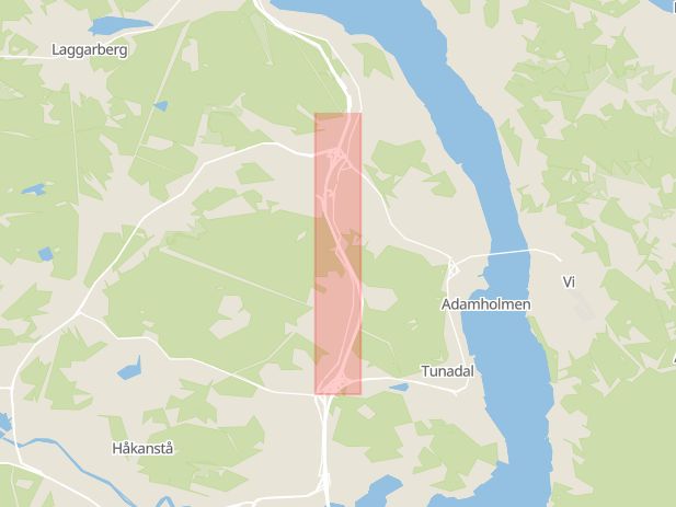 Karta som med röd fyrkant ramar in Norra Vägen, Bosvedjan, Sundsvall, Västernorrlands län