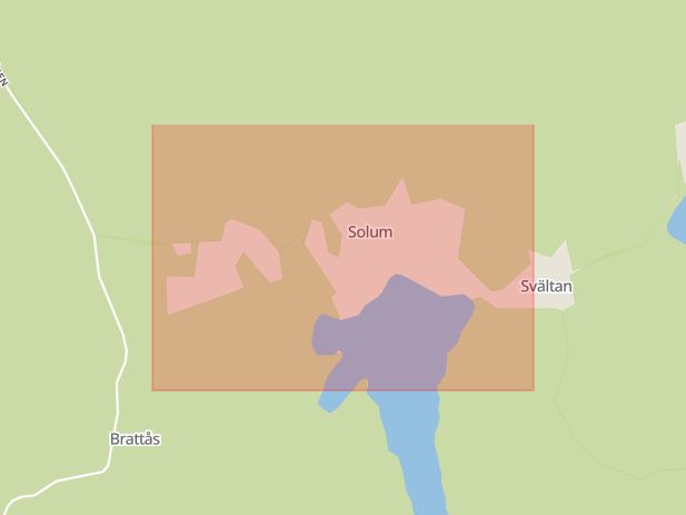 Karta som med röd fyrkant ramar in Solum, Härnösand, Västernorrlands län