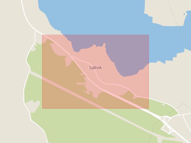 Karta som med röd fyrkant ramar in Saltvik, Sundsvall, Västernorrlands län
