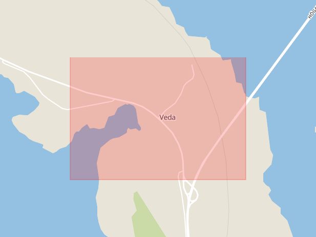 Karta som med röd fyrkant ramar in Hälledal, Veda, Härnösand, Västernorrlands län