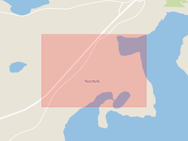 Karta som med röd fyrkant ramar in Nordvik, Kramfors, Västernorrlands län
