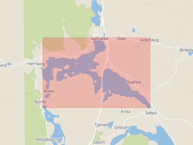 Karta som med röd fyrkant ramar in Storsjön, Kramfors, Västernorrlands län