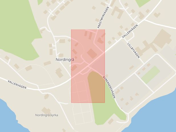 Karta som med röd fyrkant ramar in Nordingrå, Kramfors, Västernorrlands län