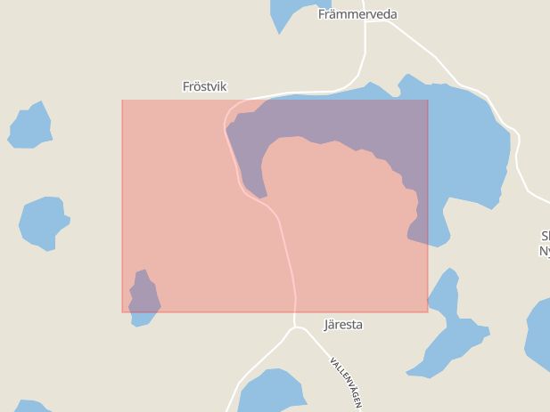 Karta som med röd fyrkant ramar in Järesta, Kramfors, Västernorrlands län