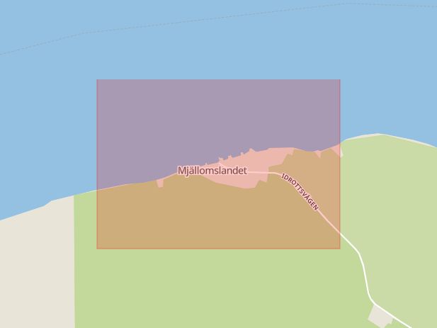 Karta som med röd fyrkant ramar in Mjällomslandet, Kramfors, Västernorrlands län