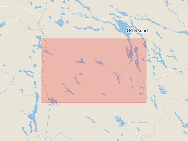 Karta som med röd fyrkant ramar in Östersund, Odenslund, Krokoms Kommun, Bergs Kommun, Jämtlands län