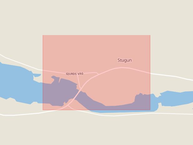 Karta som med röd fyrkant ramar in Stugun, Ragunda, Aspan, Ytterhogdal, Folkets Hus, Genvägen, Krokom, Jämtlands län