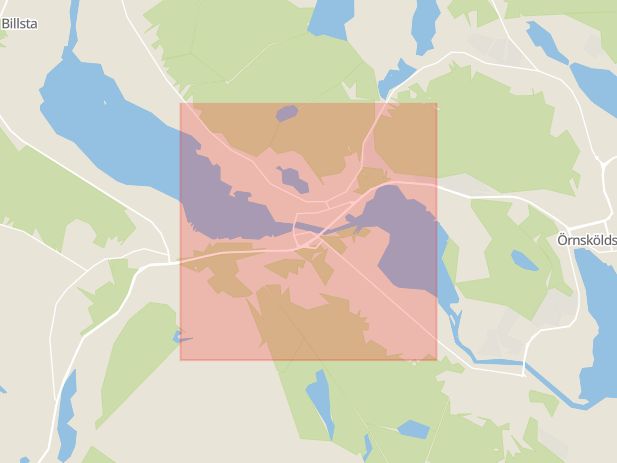 Karta som med röd fyrkant ramar in Myckling, Själevad, Örnsköldsvik, Västernorrlands län
