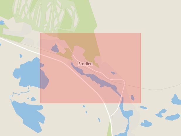Karta som med röd fyrkant ramar in Storlien, Åre Kommun, Åre, Jämtlands län