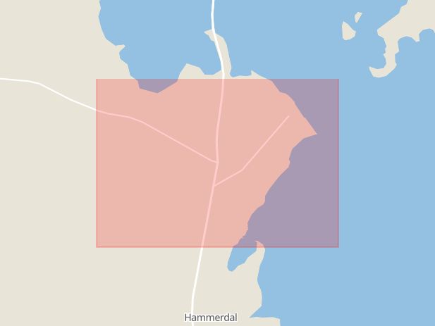 Karta som med röd fyrkant ramar in Hammerdal, Vila, Sund, Strömsund, Jämtlands län