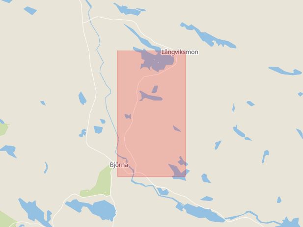 Karta som med röd fyrkant ramar in Björna, Örnvägen, Örnsköldsvik, Västernorrlands län