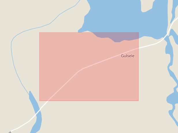Karta som med röd fyrkant ramar in Gulsele, Sollefteå, Västernorrlands län