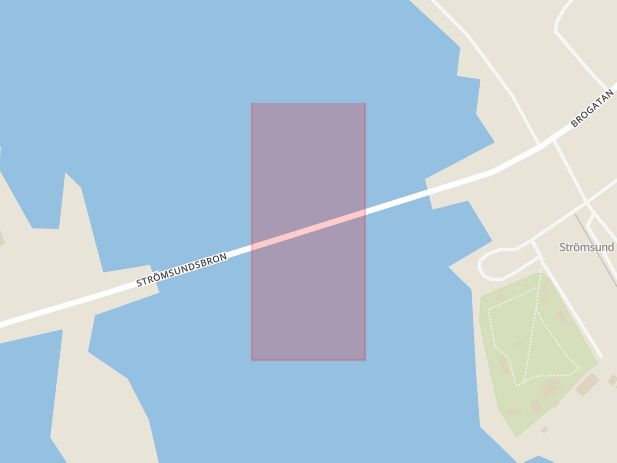 Karta som med röd fyrkant ramar in Strömsundsbron, Strömsund, Jämtlands län