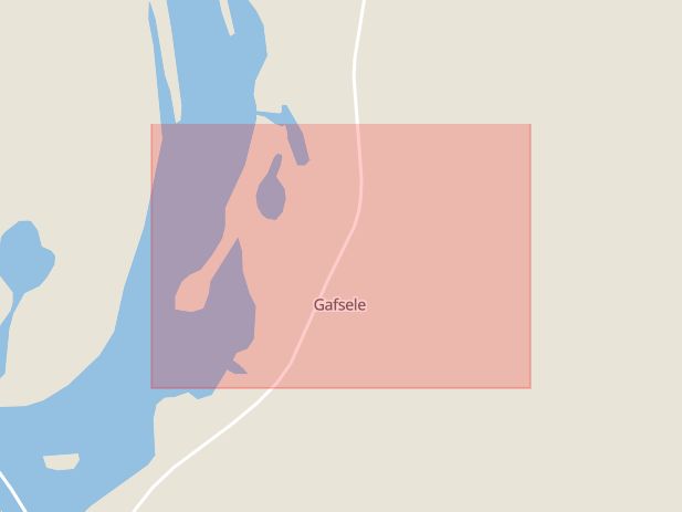 Karta som med röd fyrkant ramar in Gafsele, Högsta, Åsele, Västerbottens län