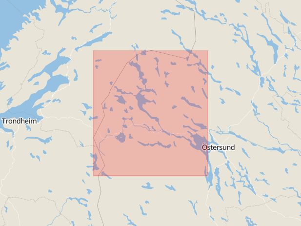 Karta som med röd fyrkant ramar in Vemdalsskalet, Strömsund, Åre Kommun, Jämtlands län