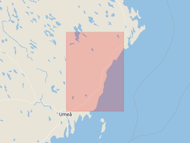 Karta som med röd fyrkant ramar in Robertsfors Kommun, Västerbottens län