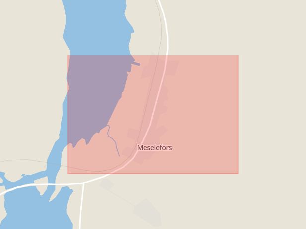 Karta som med röd fyrkant ramar in Meselefors, Vilhelmina, Västerbottens län