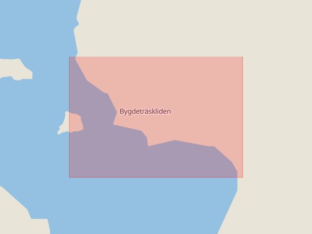 Karta som med röd fyrkant ramar in Bygdeträskliden, Skellefteå, Västerbottens län