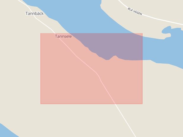 Karta som med röd fyrkant ramar in Tannsele, Hedlunda, Lycksele, Västerbottens län