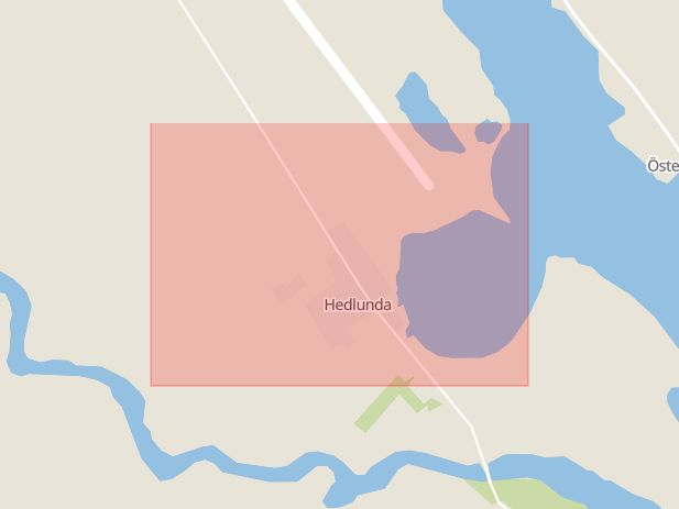 Karta som med röd fyrkant ramar in Hedlunda, Lycksele, Västerbottens län