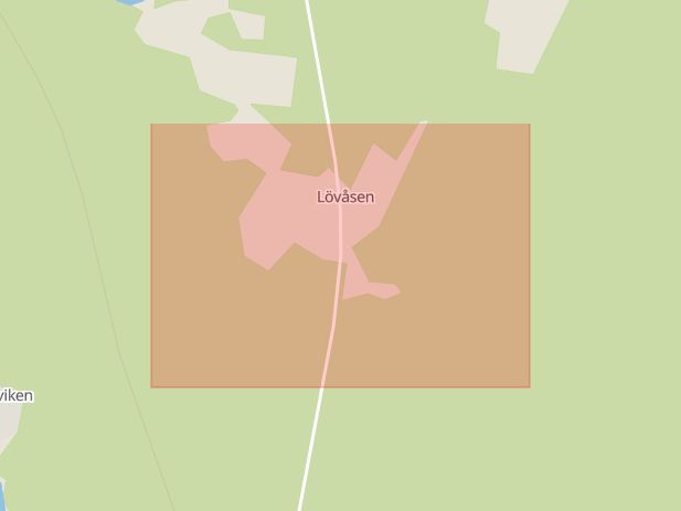 Karta som med röd fyrkant ramar in Lövåsen, Vilhelmina, Västerbottens län