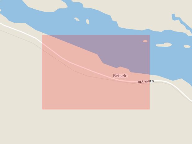 Karta som med röd fyrkant ramar in Betsele, Lycksele Kommun, Västerbottens län