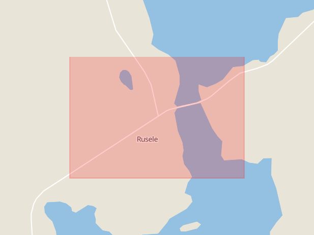 Karta som med röd fyrkant ramar in Rusele, Lycksele, Västerbottens län