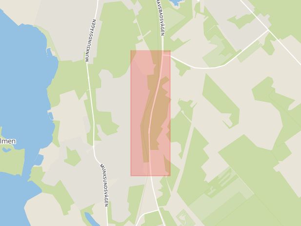 Karta som med röd fyrkant ramar in Mossen, Järnvägsgatan, Piteå, Norrbottens län