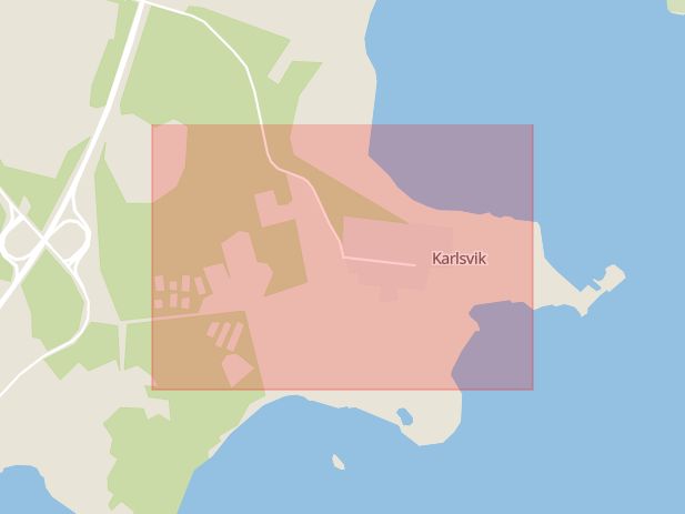Karta som med röd fyrkant ramar in Karlsvik, Borlänge, Falun, Norrbottens län