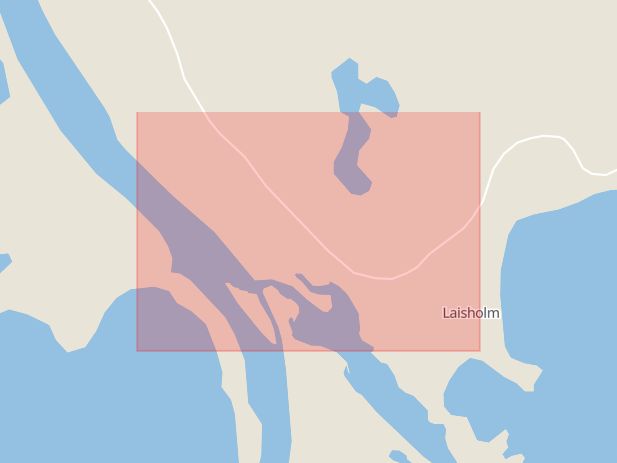 Karta som med röd fyrkant ramar in Laisholm, Tärnaby, Storuman, Västerbottens län