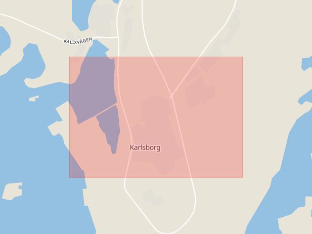 Karta som med röd fyrkant ramar in Karlsborg, Kalix, Norrbottens län