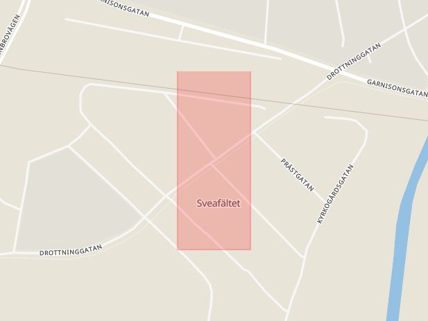 Karta som med röd fyrkant ramar in Bagaregränd, Drottninggatan, Boden, Norrbottens län
