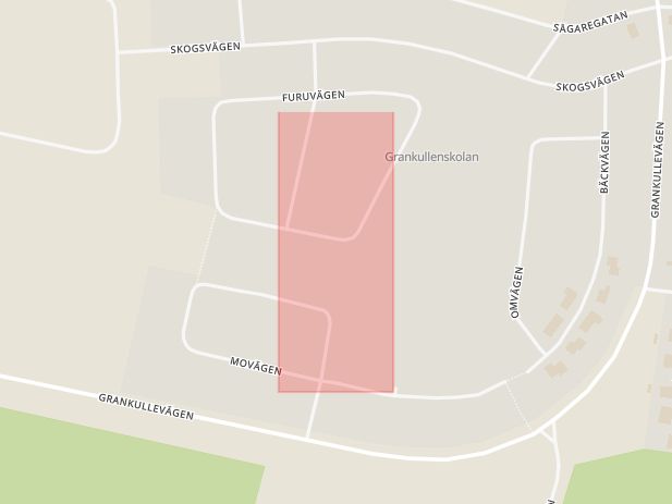 Karta som med röd fyrkant ramar in Grankullen, Haparanda