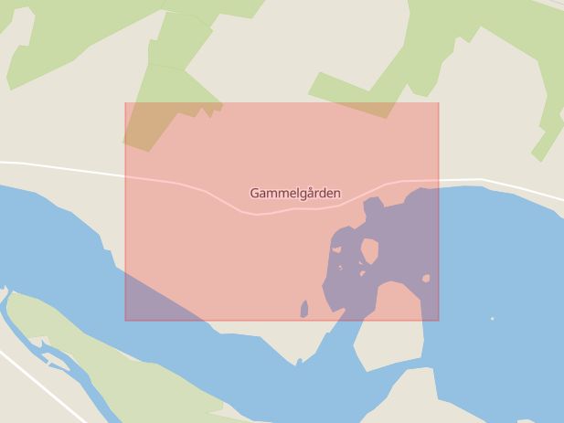 Karta som med röd fyrkant ramar in Gammelgården, Kalix, Norrbottens län
