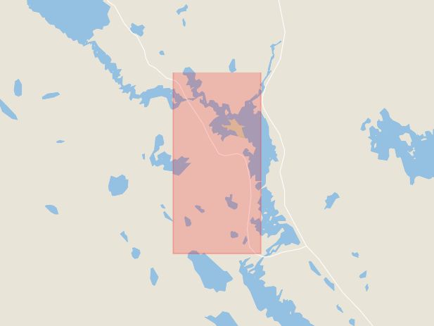 Karta som med röd fyrkant ramar in Stora Vägen, Gunnarsbyn, Boden, Norrbottens län