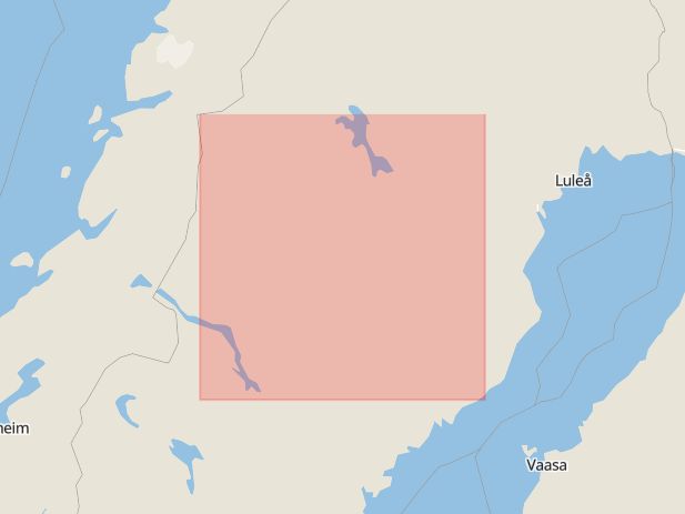 Karta som med röd fyrkant ramar in Tegsnäset, Blå Vägen, Granö, Vindeln, Västerbottens län