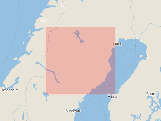 Karta som med röd fyrkant ramar in Sundsvall, Västerbottens län