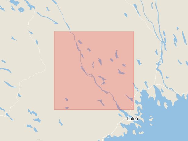 Karta som med röd fyrkant ramar in Luleå, Hertsövägen, Hertsön, Boden, Delfingatan, Drottninggatan, Gällivare, Fjällnäs, Norrbottens län