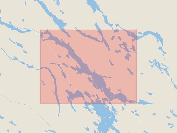 Karta som med röd fyrkant ramar in Hornavan, Arjeplog, Norrbottens län