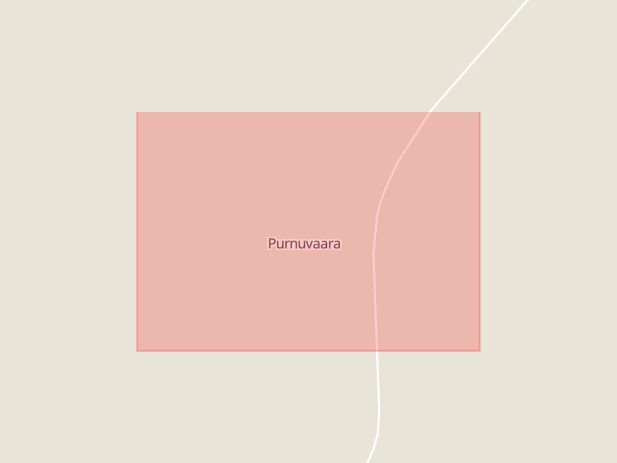Karta som med röd fyrkant ramar in Purnuvaara, Gällivare, Norrbottens län