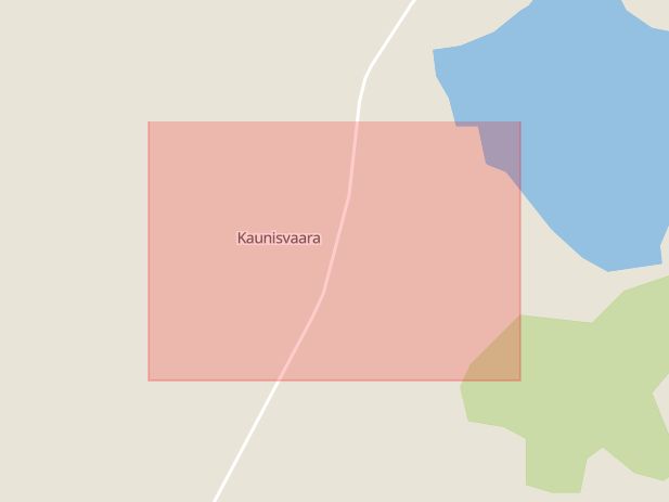 Karta som med röd fyrkant ramar in Kaunisvaara, Pajala, Norrbottens län