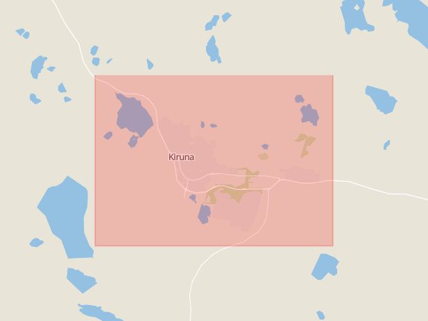 Karta som visar ungefär var händelsen Misshandel: Man i Kiruna kommun misstänkt för misshandel. inträffat